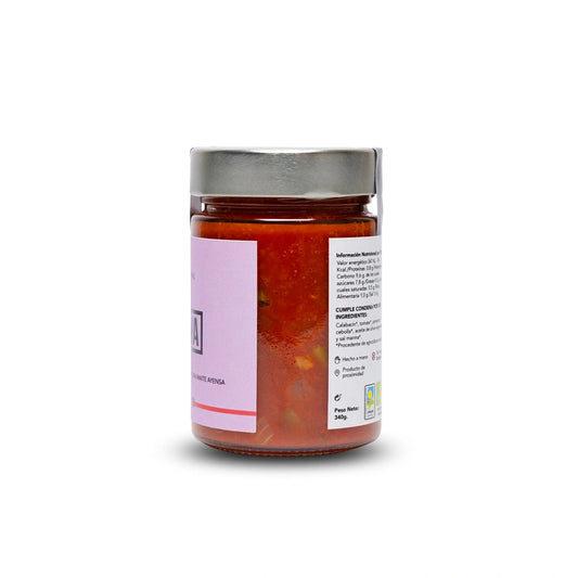 Tarro de pisto ecológico artesano, lateral