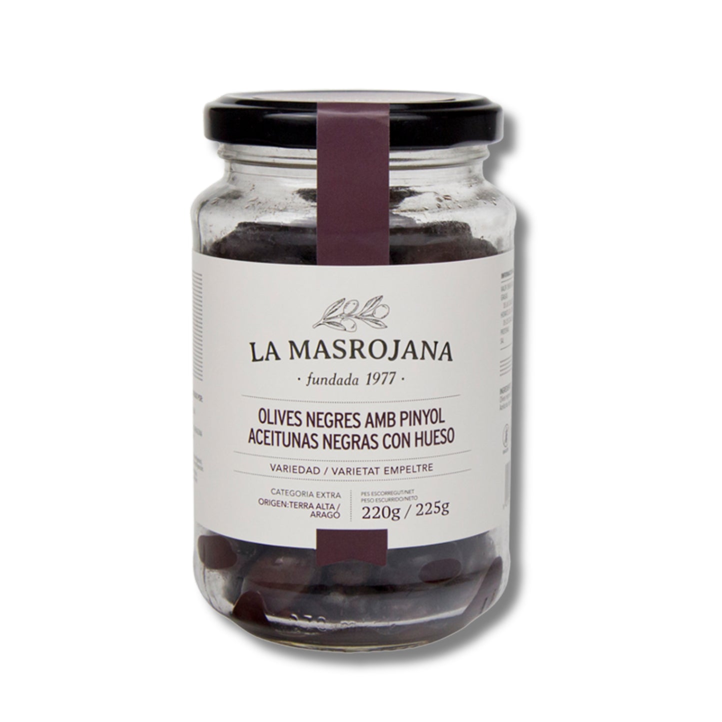 Tarro de las auténticas aceitunas negras de Aragón, variedad Empeltre