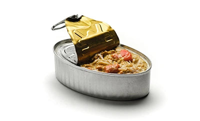 lata de conserva abierta donde se ve carne de centollo al natural producto gourmet el mejor del mercado