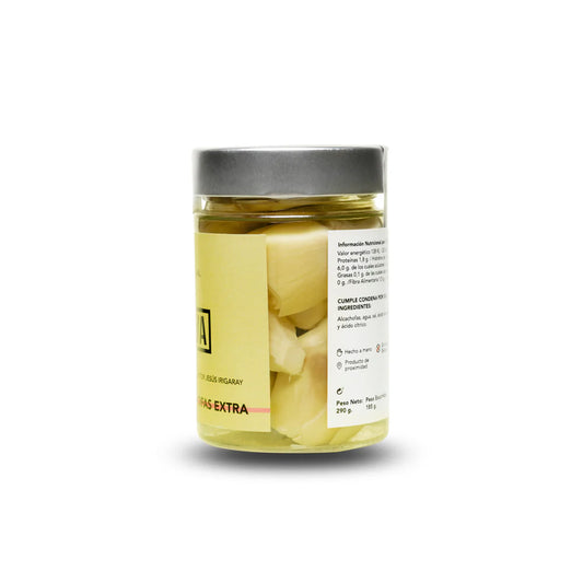 Tarro de corazones de alcachofas extra artesanas, lateral