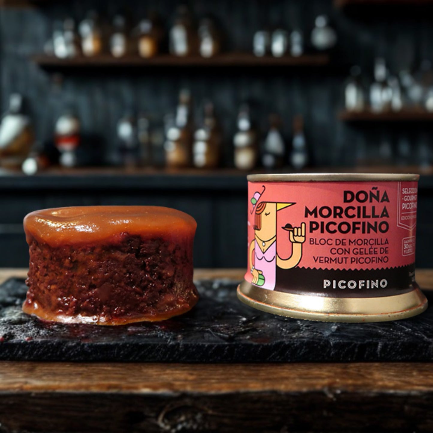 Bloc de Morcilla con Gelée de Vermut Picofino
