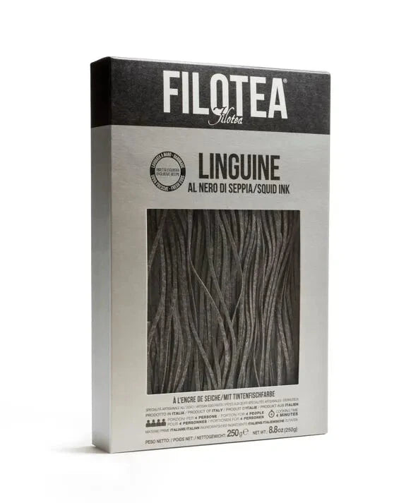 Verdadera pasta italiana, linguine con tinta de calamar, de Filotea comprar en D'12 Gourmet.