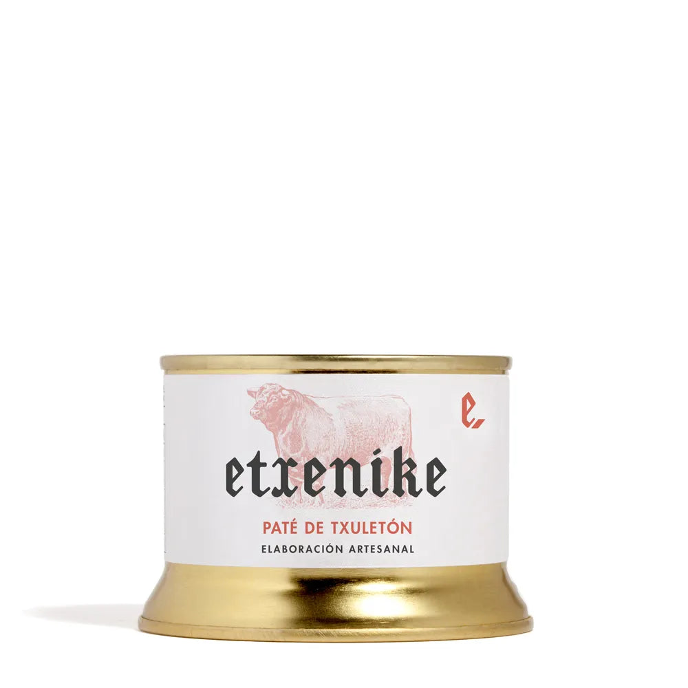 Los mejores patés del mercado son los patés de Etxenike. Paté de elaboración artesanal de txuletón, de sabor intenso pero cremoso ideales para tus canapés y tostas, comprar en D'12 Gourmet.
