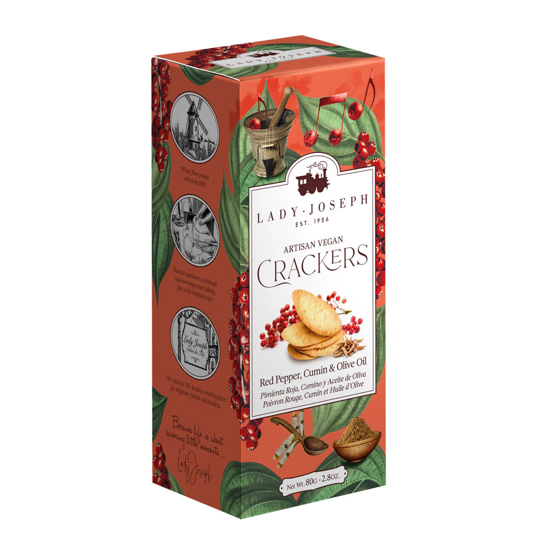 Crackers veganas Pimienta Roja, Comino y Aceite de Oliva