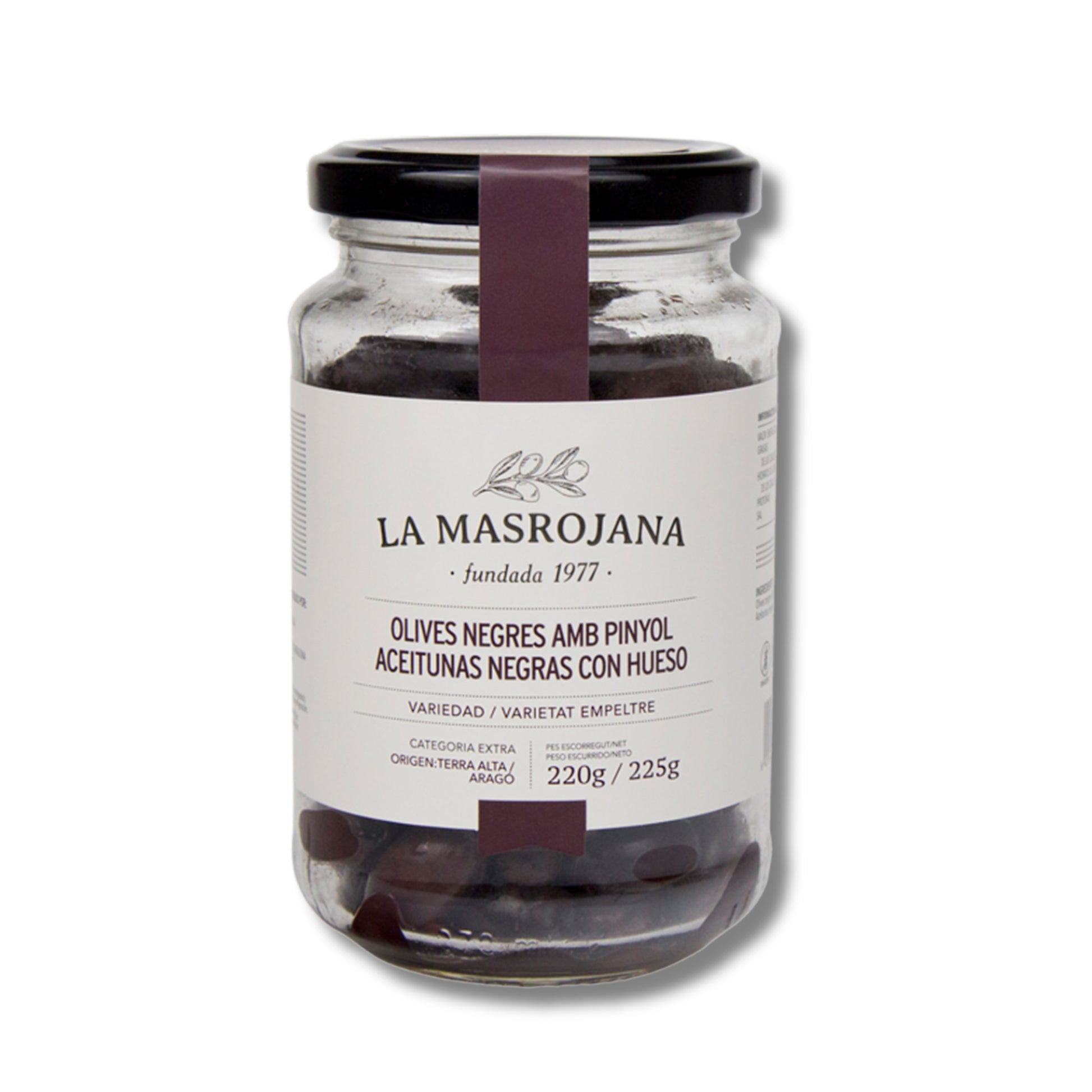 Tarro de las auténticas aceitunas negras de Aragón, variedad Empeltre