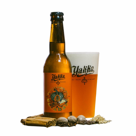 cerveza artesana con calabaza asada naranja