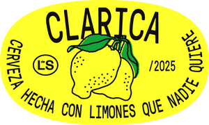 Etiqueta amarilla de la cerveza Clarica sin fondo