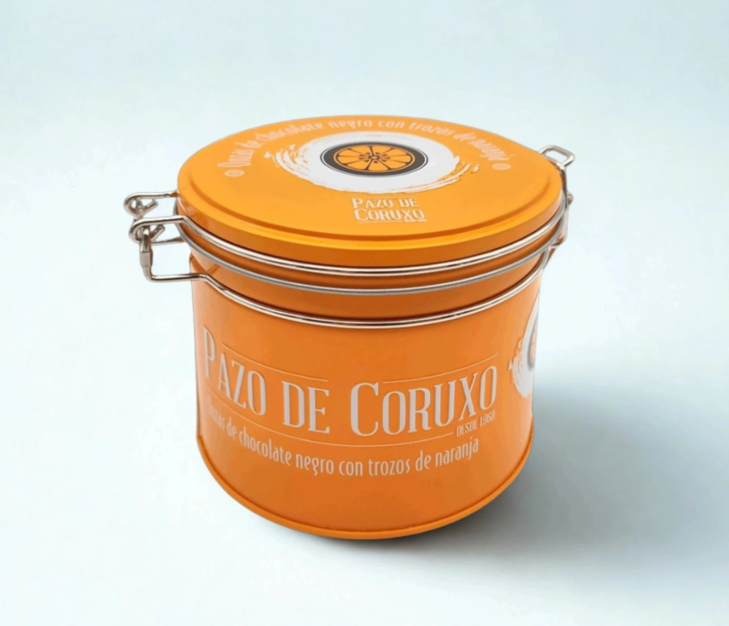 Lata Onzas de Chocolate Negro con Trozos de Naranja