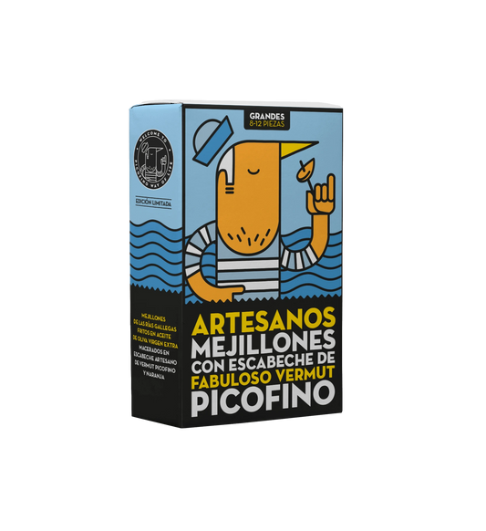 Conserva de mejillones artesanos con escabeche de fabuloso vermut picofino