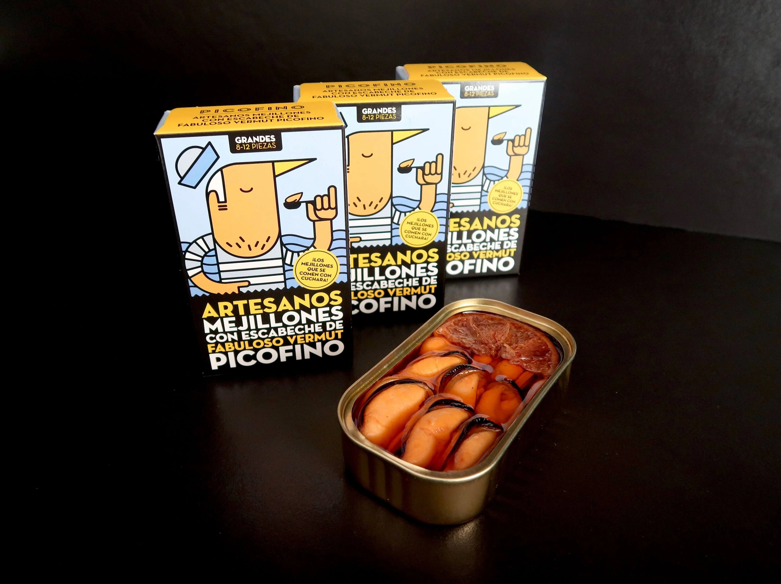 conserva de mejillones artesanales con escabeche de vermut picofino